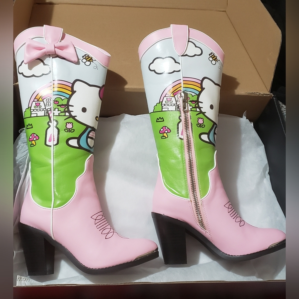 Hello Kitty Pink and Green Boots